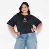 Women's Kewpie Chaotic Boxy Cropped Short Sleeve Graphic T-Shirt - Black - 2 of 3