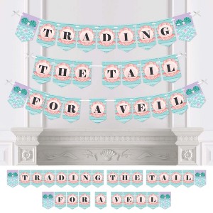 Big Dot of Happiness Trading The Tail for A Veil - Mermaid Bachelorette Party or Bridal Shower Bunting Banner - Bachelorette Party Decorations - 1 of 4