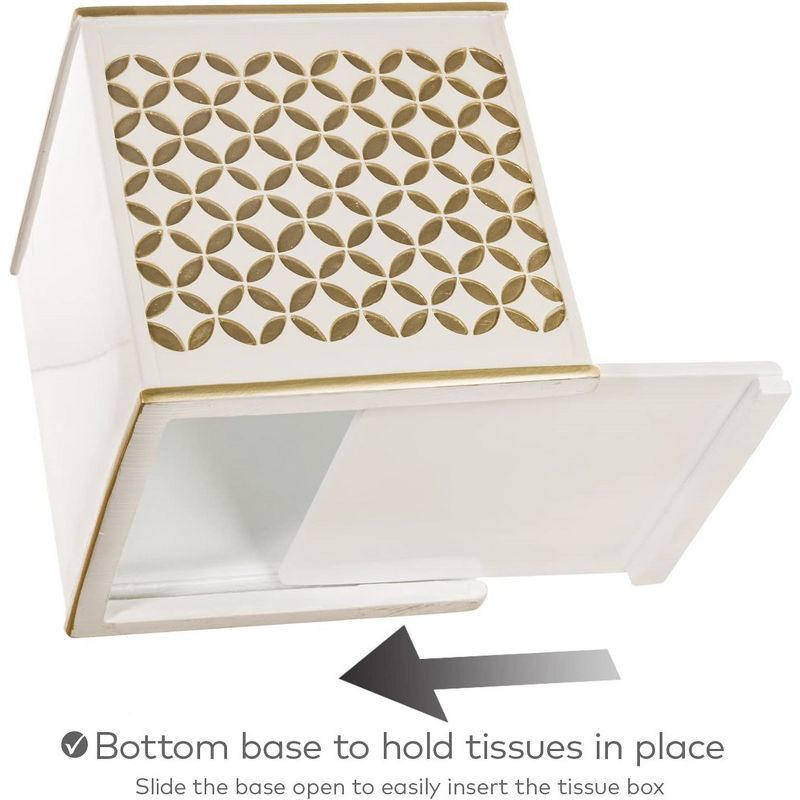 Creative Scents Diamond Lattice White and Gold Square Tissue Box, 4 of 8