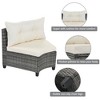 Sapphtopaz Patio Furniture Set Wicker Sectional Outdoor Chairs with Acacia Wood Legs, Glass Coffee Table for Garden, Backyard, Terrace - 2 of 4