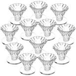 Okuna Outpost 12-Pack Clear Crystal Glass Candle Holders for Table Centerpiece, Weddings, Taper Candle Holder for Coffee, Dining Table, 2.4 x 2.3 In