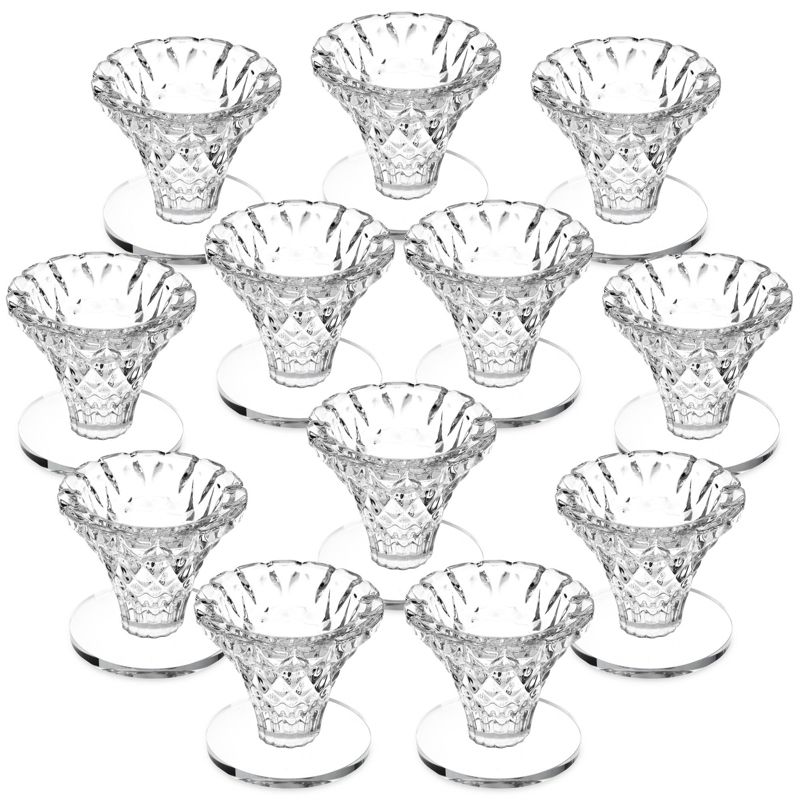 Okuna Outpost Okuna Outpost Set of 12 Glass Candlestick Holders for Wedding, Table Centerpieces, Home and Party Décor (2.4x2.3inch), 1 of 10