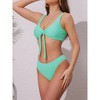 INSPIRE CHIC Women's Lace Up Decoration Push Up Bikini Sets, Wide Strap Top Triangle Bottom Swimwear Bathing Suits 1 Set - 2 of 4