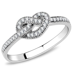 Slickblue Clear CZ Heart Charm Ring in Polished Stainless Steel - Ideal Mother's Day or Valentine's Gift, Size 5-10 - 1 of 4
