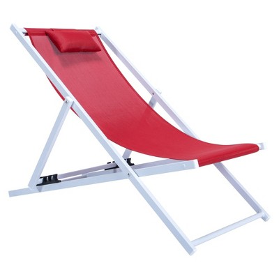 LeisureMod Sunset Outdoor Portable Patio Beach Sling Chair Adjustable with Headrest