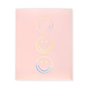 Yoobi SmileyWorld Poly Prong 2 Pocket Folder Blush Smiley with Stickers - 1 of 4