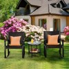 Tangkula 3-Piece Wicker Rocking Bistro Set Outdoor Conversation Set with Coffee Table - 3 of 4