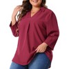Agnes Orinda Women's Plus Size Long Sleeve V Neck Chiffon Flowy Blouses - 2 of 4