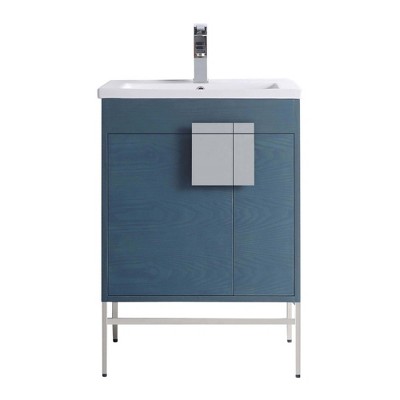 Modern French Blue 24" Bathroom Vanity with Chrome Hardware