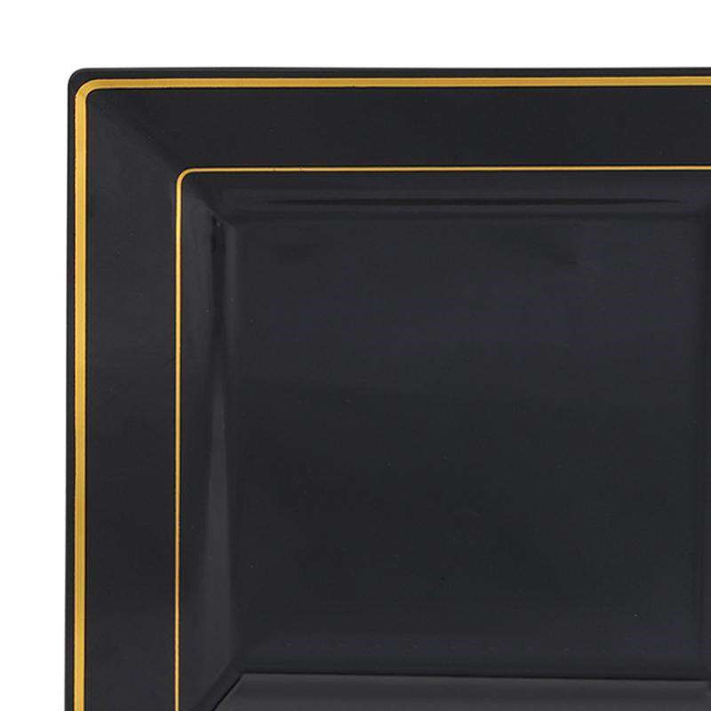 Smarty Had A Party 6.5" Black with Gold Square Edge Rim Plastic Appetizer/Salad Plates (120 Plates), 2 of 5