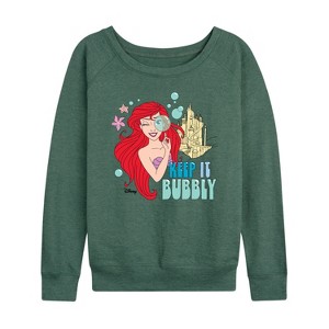 Women's - Disney Princess - Ariel Keep It Bubbly Lightweight French Terry Wide Neck Long Sleeve Shirt - 1 of 4