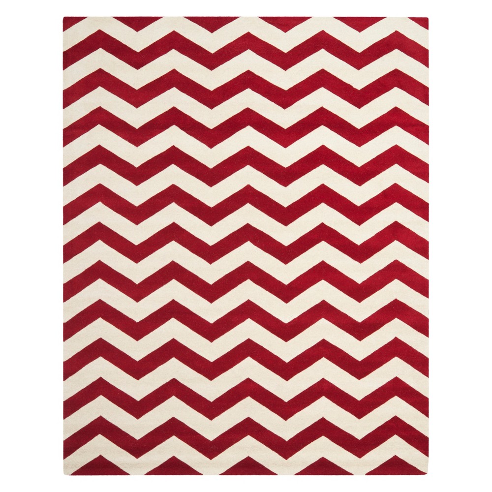 8'9inX12' Chevron Area Rug Red/Ivory - Safavieh