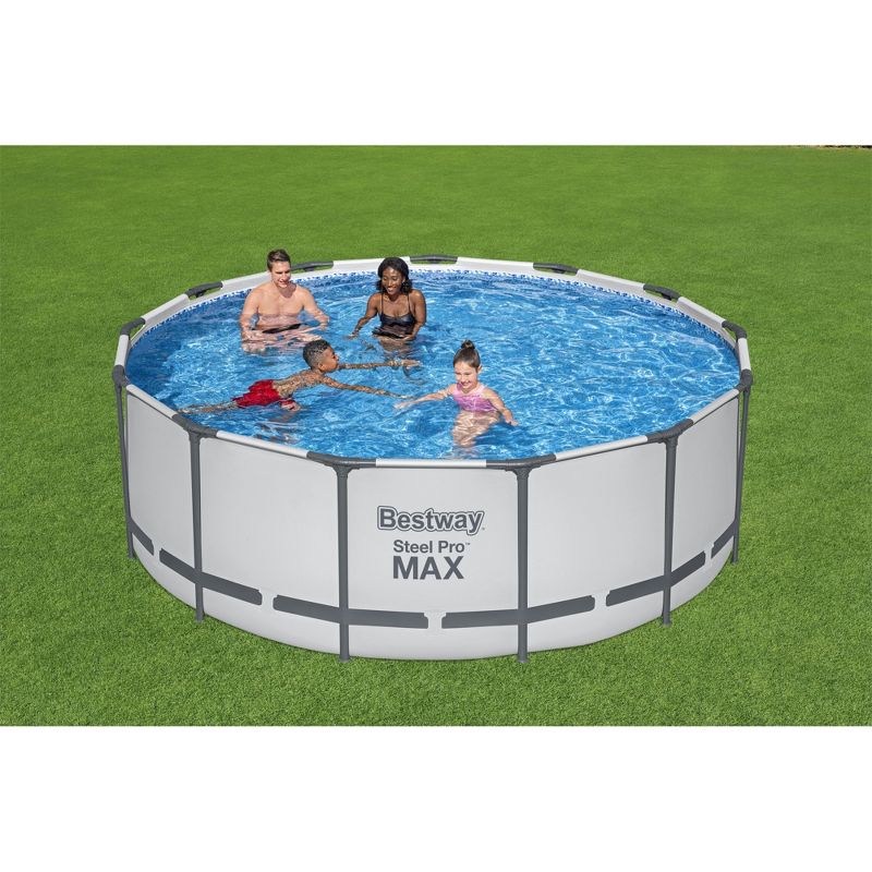 Bestway Steel Pro MAX Round Above Ground Swimming Pool Set with Metal Frame Filter Pump, Ladder, and Cover, 3 of 9