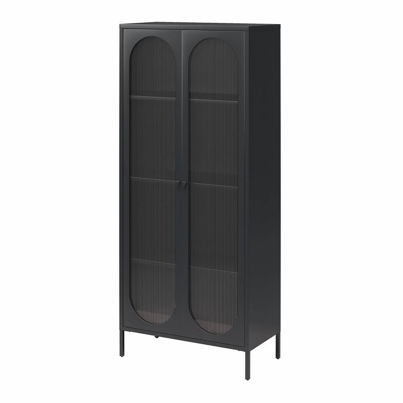 Luna Tall 2 Door Accent Cabinet with Fluted Glass - Mr. Kate, 4 of 10