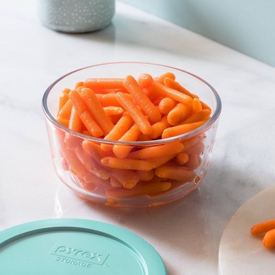 Pyrex® Simply Store® 6-pc 4-cup Round Glass Storage Set with Assorted Color Lids: Small Glass Containers, Dishwasher-Safe