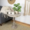 Northlight 21" Antique Gray Carved Floral Round Pedestal Side Table - 2 of 4