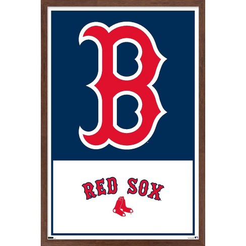 Trends International MLB Boston Red Sox - Logo 22 Framed Wall Poster Prints  Mahogany Framed Version 22.375 x 34