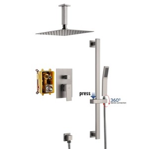 CASAINC 1-Spray Patterns with 10 Inches Ceiling Mount Dual Shower Heads with Sliding Rod in Spot Resist - 1 of 4