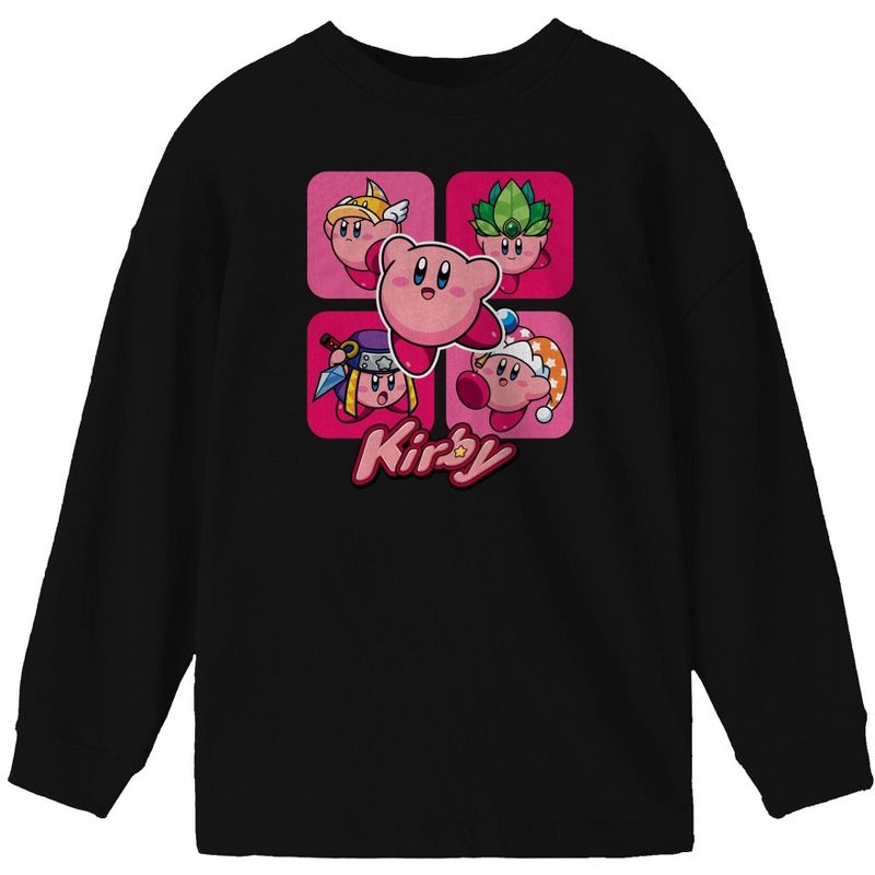 Kirby Ability Panels Boy's Black Long Sleeve Shirt, 1 of 3