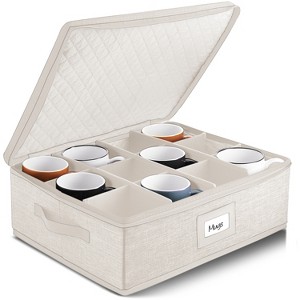 StorageBud Fine China Storage Containers, Durable Dinnerware Storage Set, Hard Shell Quilted Dish Storage Boxes with Felt Dividers - 1 of 4
