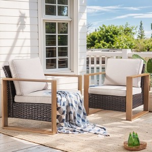 Gymojoy 2 Pieces Outdoor Patio Chair Dining Chair with Cushion High Back Chair - 1 of 4