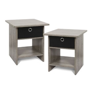 HOMLUX 2PCS Nightstand Sofa End Table Bedside Table with Bin Drawer & Open Shelf - 1 of 4
