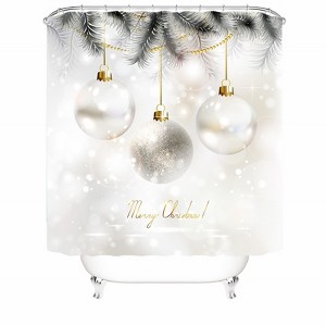 White Flash Ball Shower Curtains for Bathroom Waterproof Fabric Bath Curtain Durable Soft Stylish Bathroom Decor 72x72 Inch - 1 of 1