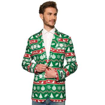 Suitmeister Men's Christmas Blazer - Christmas Green Nordic Jacket - Green