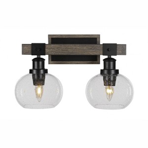 Toltec Lighting Tacoma 2 - Light Vanity in  Black/Painted Wood with 7" Clear Bubble  Shade - 1 of 1