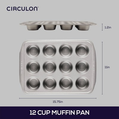 Gray Nonstick 12-Cup Steel Muffin Pan