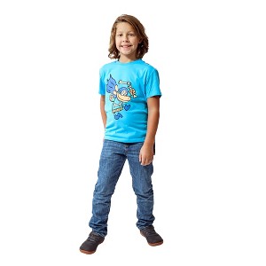 Dog Man Superhero Costume Boy's Blue Crew Neck Short Sleeve T-shirt With Detachable Cape - 1 of 4