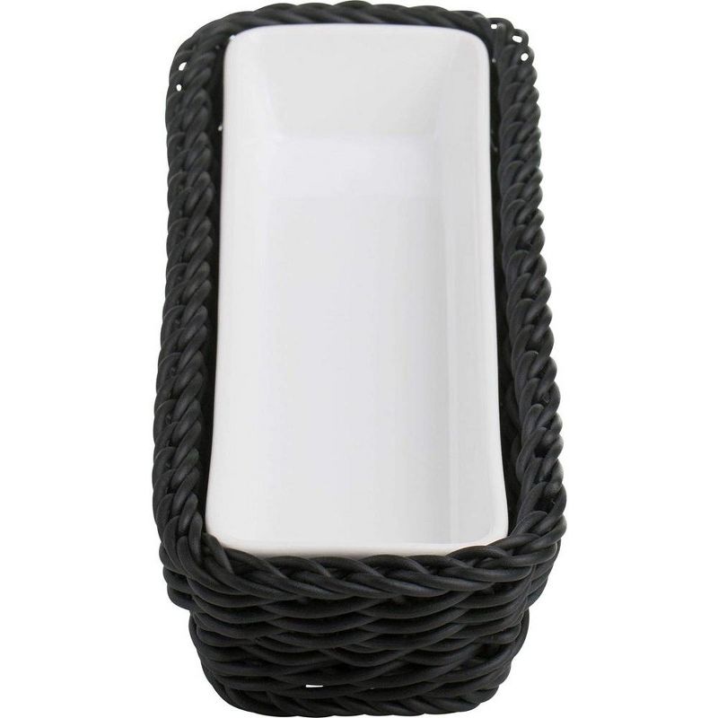 Saleen RECTANGULAR B Rectangular Wicker Basket with Porcelain Insert - Black Beauty, 2 of 6