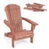 Costway Folding Adirondack Chair Set of 1/4 with High Backrest & Wide Armrests Wooden Brown - image 2 of 4