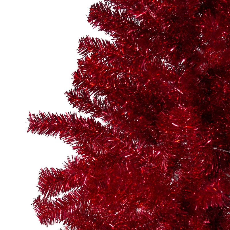Northlight 6' Metallic Red Tinsel Artificial Christmas Tree - Unlit, 5 of 7