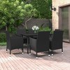 vidaXL Patio Dining Set Outdoor Table and Chair Set Poly Rattan and Glass - Black 55.1" Table Length 6 Items - 2 of 4