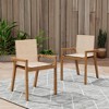 CAVINAS Outdoor Dining Chairs Set of 2, Patio  Dining Chairs with Teak-Finish Acacia Wood Frame,All-Weather Armchairs for Patio,Teak+Beige - 2 of 4