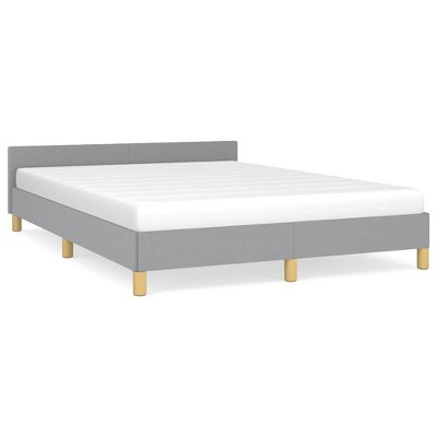 vidaXL Fabric Bed Frame Platform Bed, Scandinavian Style/Slats Support/No Box Spring Needed/Without Mattress/Easy Assembly, Light Grey Full Bed