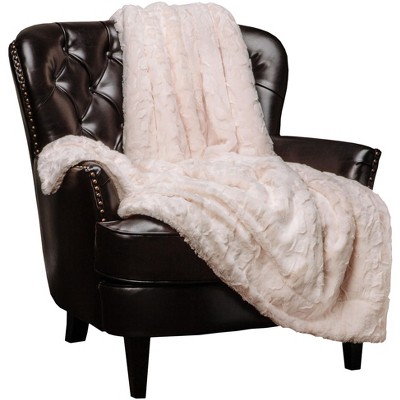 Ivory Faux Fur and Sherpa Reversible Throw Blanket 50" x 65"