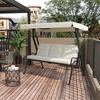 Outsunny 3-Person Patio Porch Swing with Adjustable Canopy for Adults, Steel Frame, Tufted Cushions, Armrests - 3 of 4