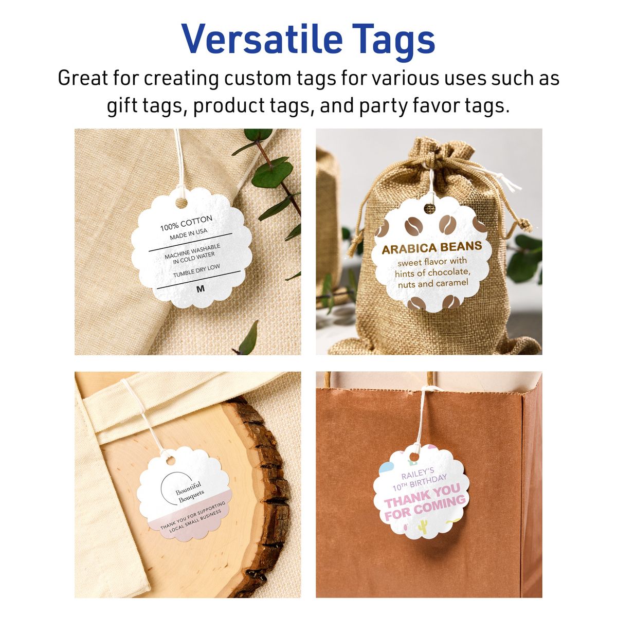 2-1/2" Diameter Round Scalloped Edge, Glossy White Printable Tags - thumbnail 3