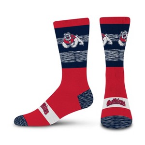NCAA Cal State Fresno Bulldogs Mixer Crew Socks: Cushioned Heel & Toe, Knit Fabric - 1 of 3