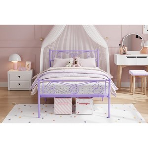 Twin Size Metal Bed Frame,  Bed Frames with Headboard , Metal Platform Bed Frame with Footboard,Steel Slats Support,Easy Assembly - 1 of 4