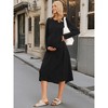 INSPIRE CHIC Women's Nursing Breastfeeding Dress Zip Front Tiered Long Sleeve Maxi Round Neck Pleated Maternity Pregnancy - 3 of 4