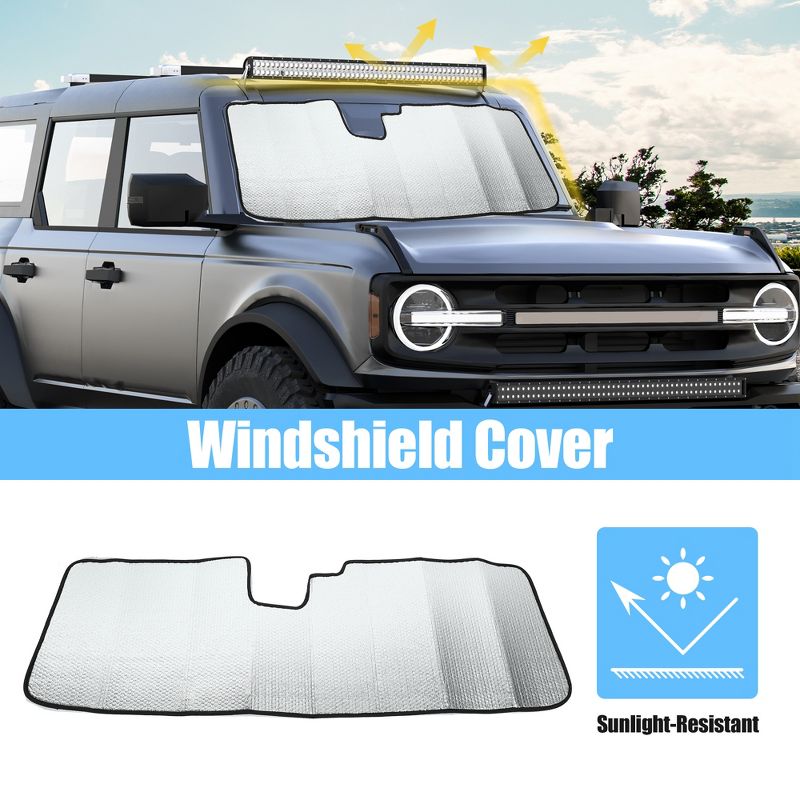 Unique Bargains Car Sun Visor Insulated Sun Shade Cover for Ford Bronco 2021 2022 Silver Tone 1 Pc, 2 of 8