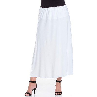 24seven Comfort Apparel Women's Elastic Waist Maxi Skirt -white-1x : Target