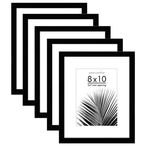 Americanflat 5 Pack of 8x10 Frames with 5x7 Mat - Plexiglass Cover - White, Size: 8 inch x 10 inch