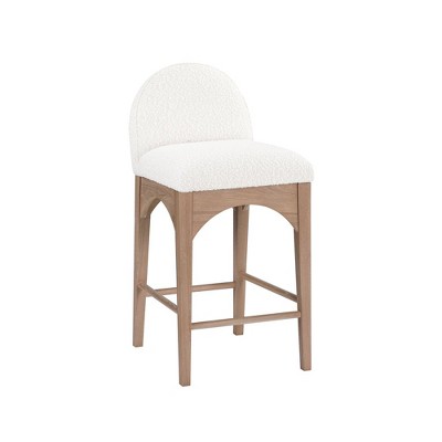 Meridian Furniture,Waldorf Cream Boucle Fabric Stool