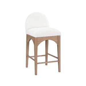 Meridian Furniture,Waldorf Cream Boucle Fabric Stool - 1 of 4