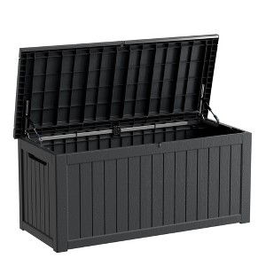 230 Gallon Resin Deck Box, Lockable Waterproof Ourdoor Storage Container for Pool Accessories, Patio and Garden Tools - 1 of 4