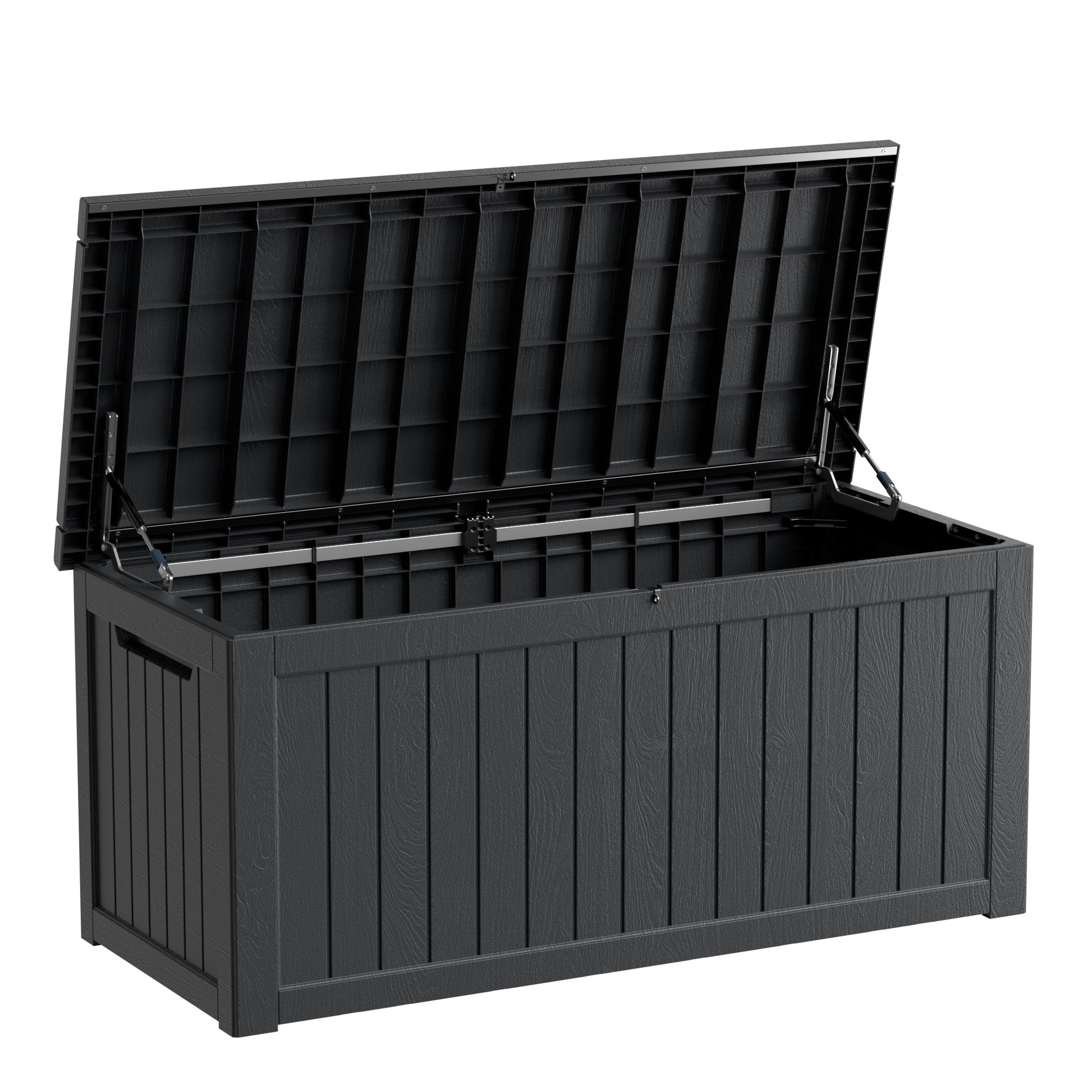 230 Gallon Resin Deck Box, Lockable Waterproof Ourdoor Storage Container for Pool Accessories, Patio and Garden Tools Black 230 Gal.